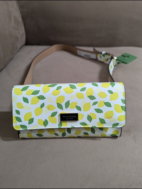 kate spade Handbags - Kate Spade White Lemon Print Belt Bag with Green Leaves